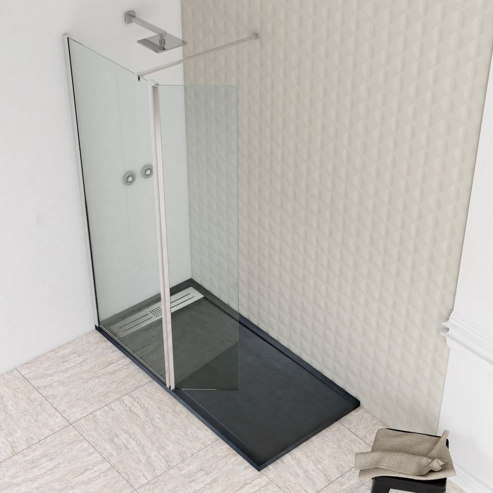 Mampara de Ducha Fija con Panel Abatible Walk-In Cristal 8 mm