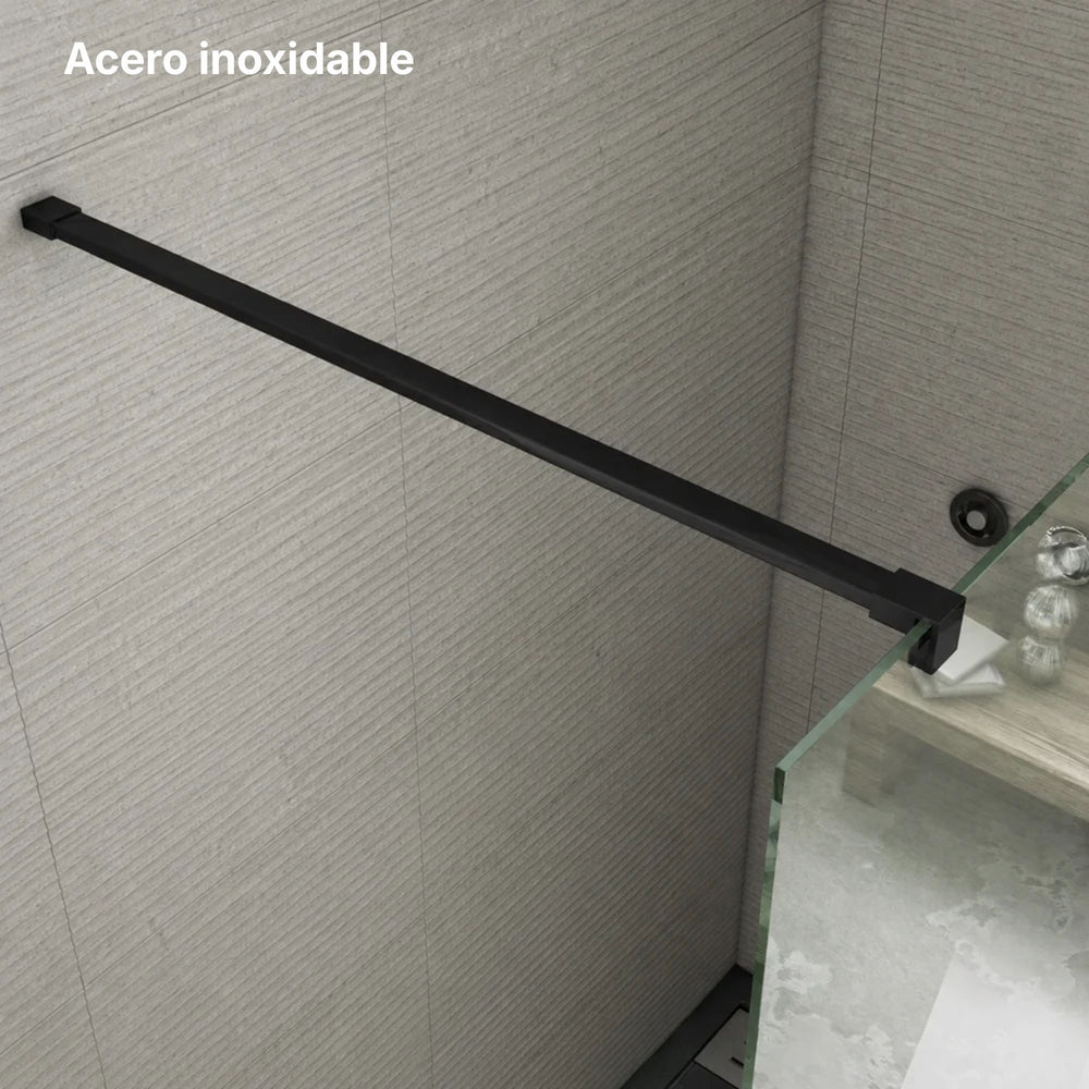 Mampara de Ducha Fija Walk-In Negra Cristal 8 mm