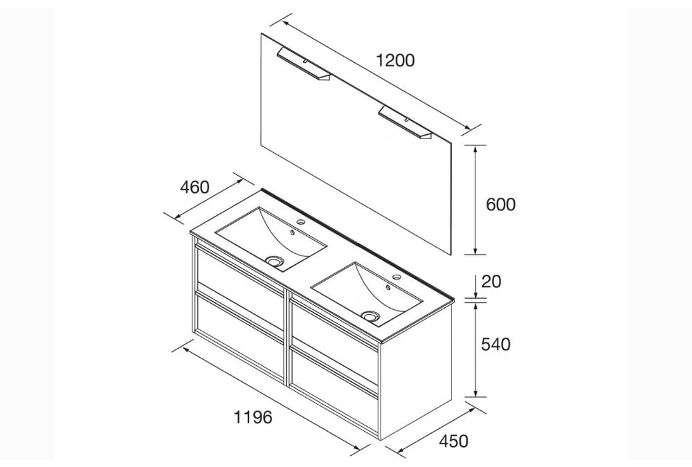Conjunto mueble de baño Attila Salgar 120 cm 4 cajones