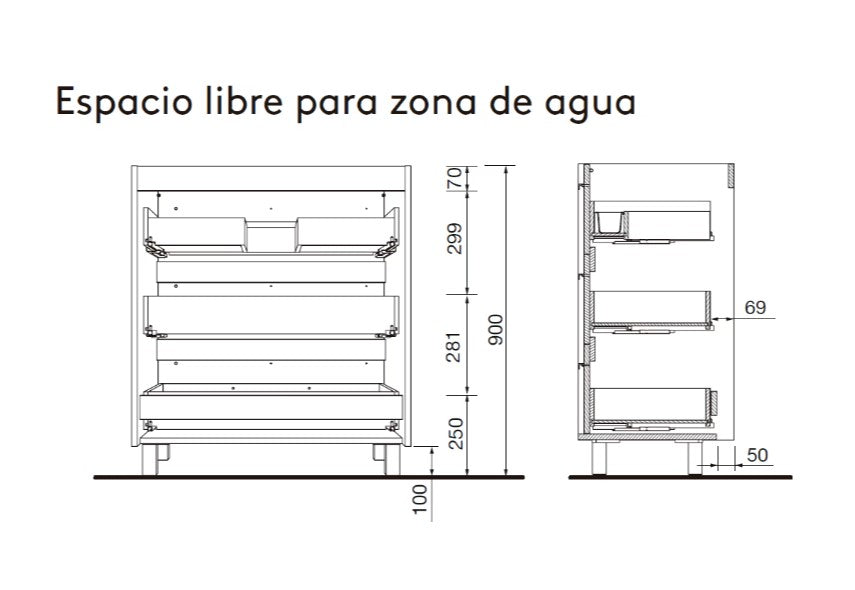 Conjunto mueble de baño Attila Salgar 3 cajones