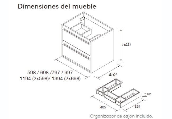 Mueble de baño con encimera de madera Attila Salgar