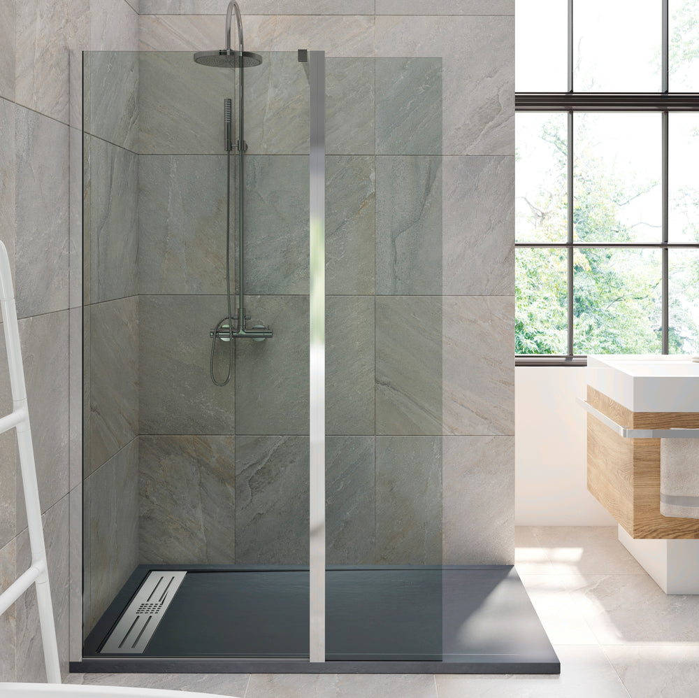 Mampara de Ducha Fija con Panel Abatible Walk-In Cristal 8 mm