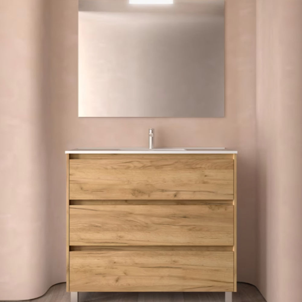 Conjunto mueble de baño 3 cajones con patas Noja Salgar