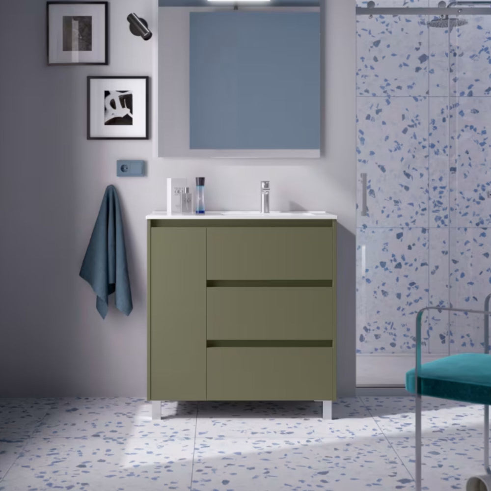 Conjunto mueble de baño Noja Salgar con patas y 3 cajones
