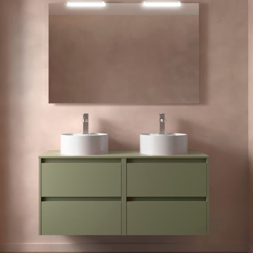 Conjunto mueble de baño con encimera de madera Noja Salgar Incrustado