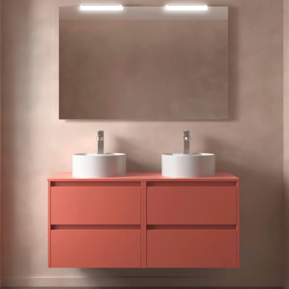 Conjunto mueble de baño con encimera de madera Noja Salgar Incrustado