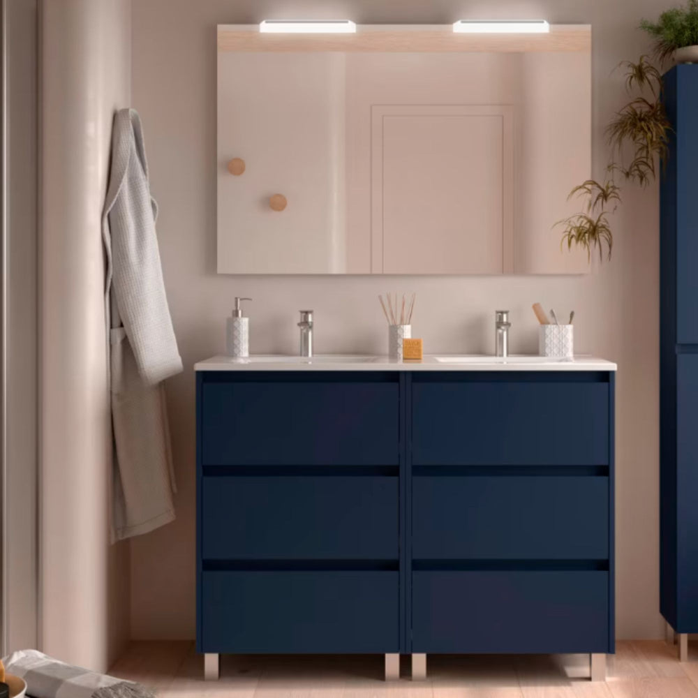 Conjunto mueble de baño Noja Salgar 6 cajones con patas