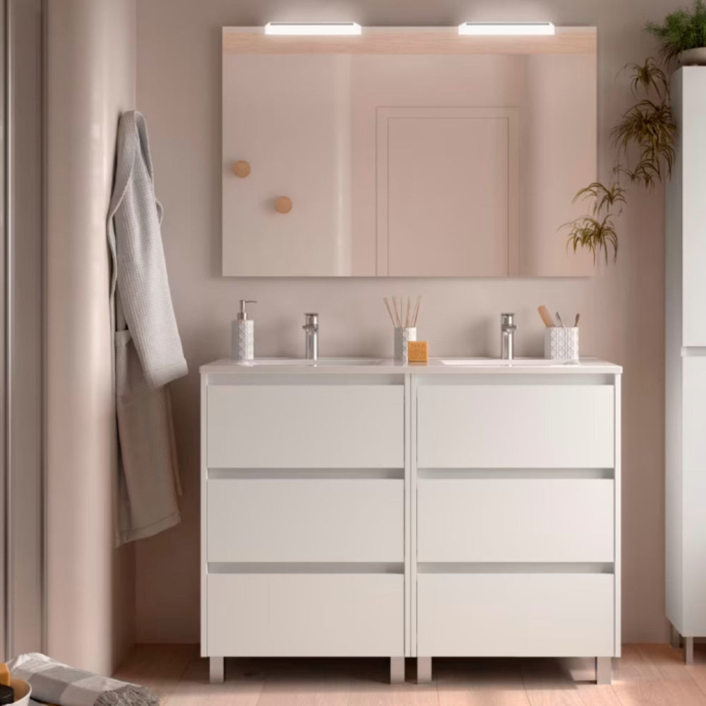 Conjunto mueble de baño Noja Salgar 6 cajones con patas