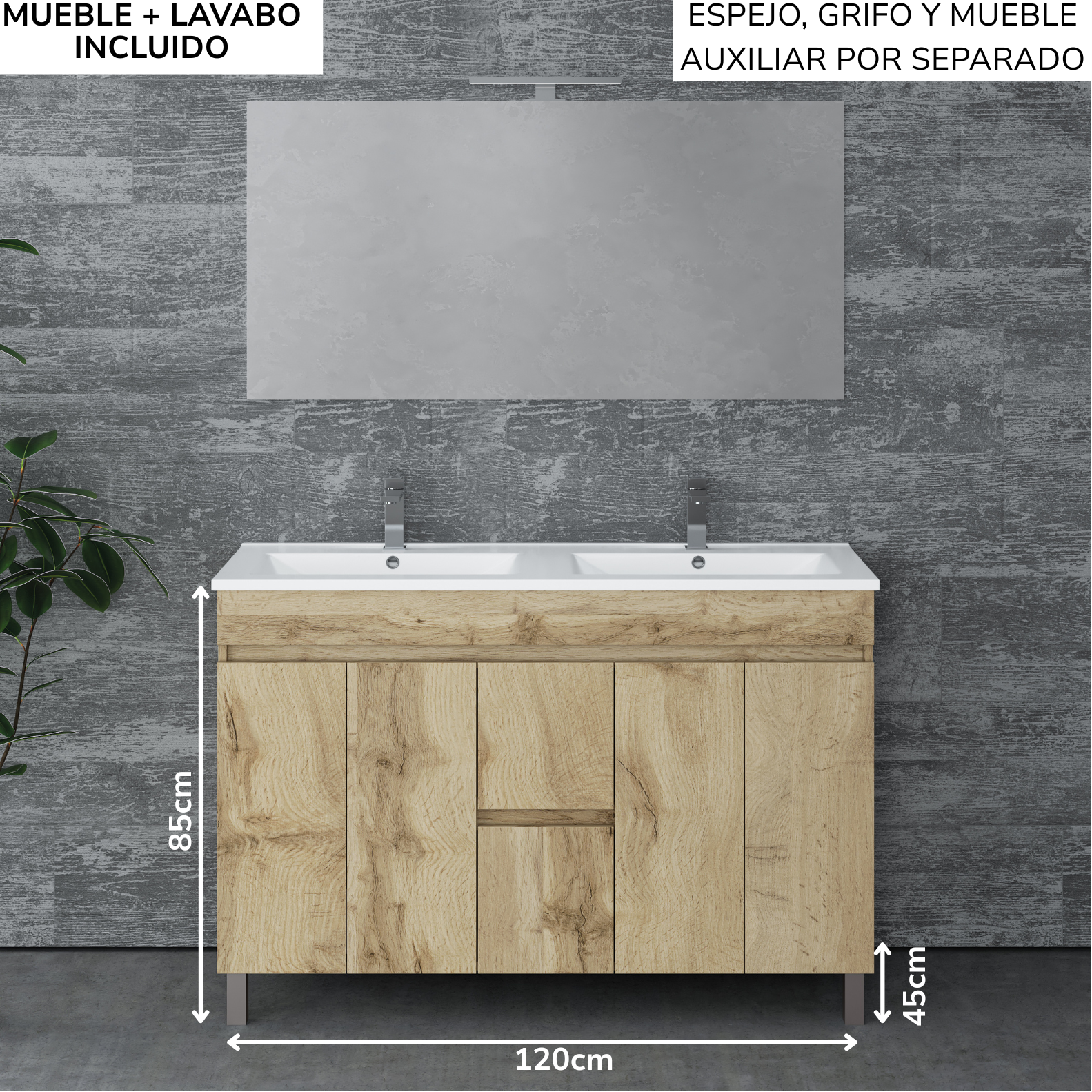 Mueble de baño Planus 2 senos con patas