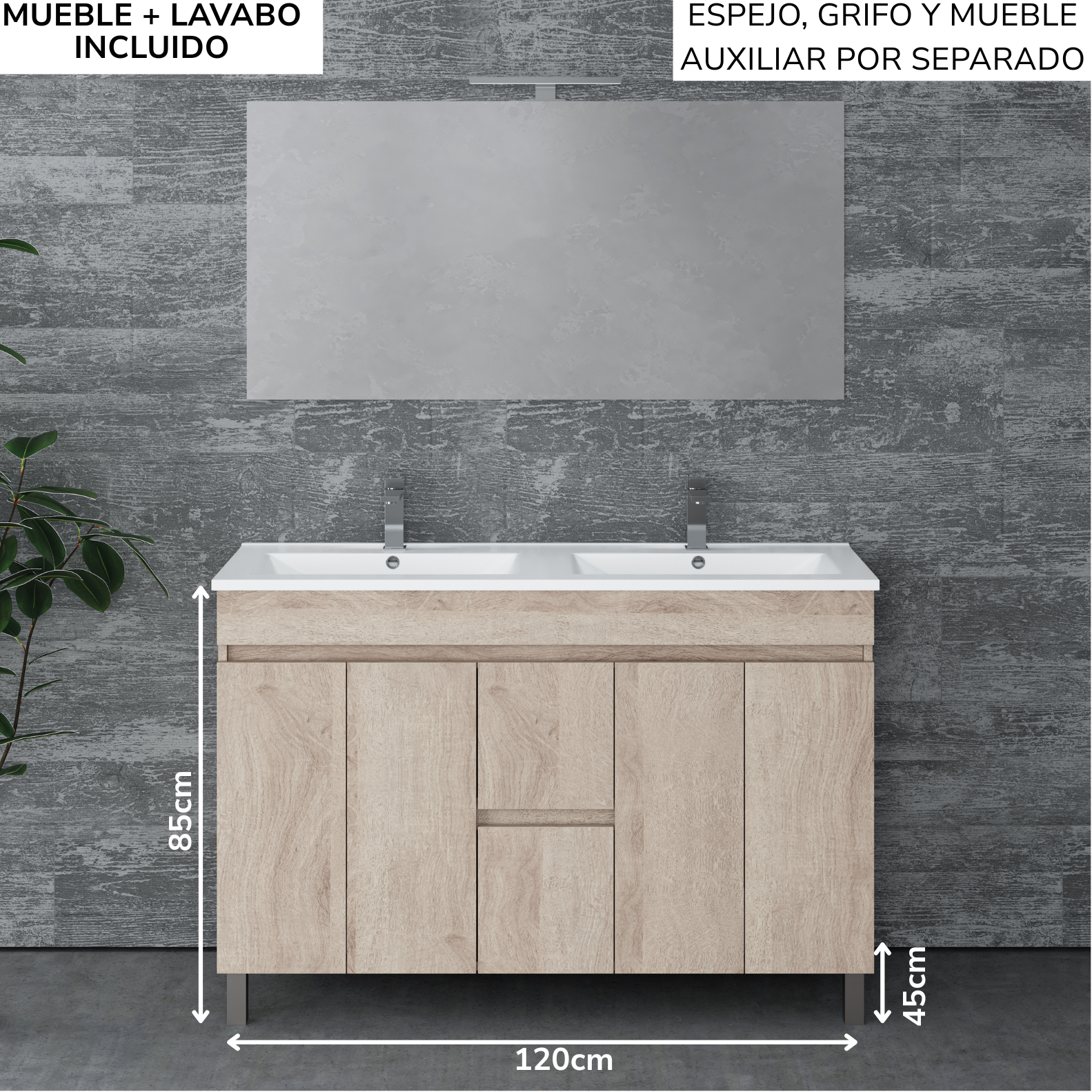 Mueble de baño Planus 2 senos con patas