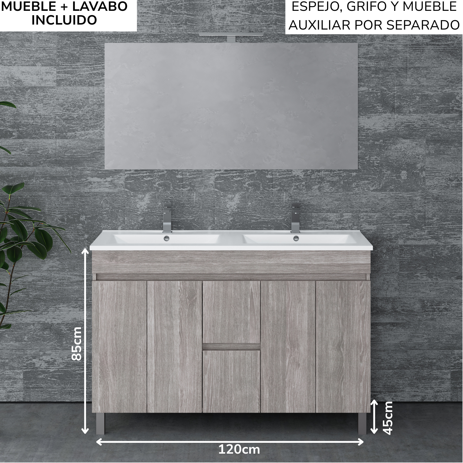 Mueble de baño Planus 2 senos con patas