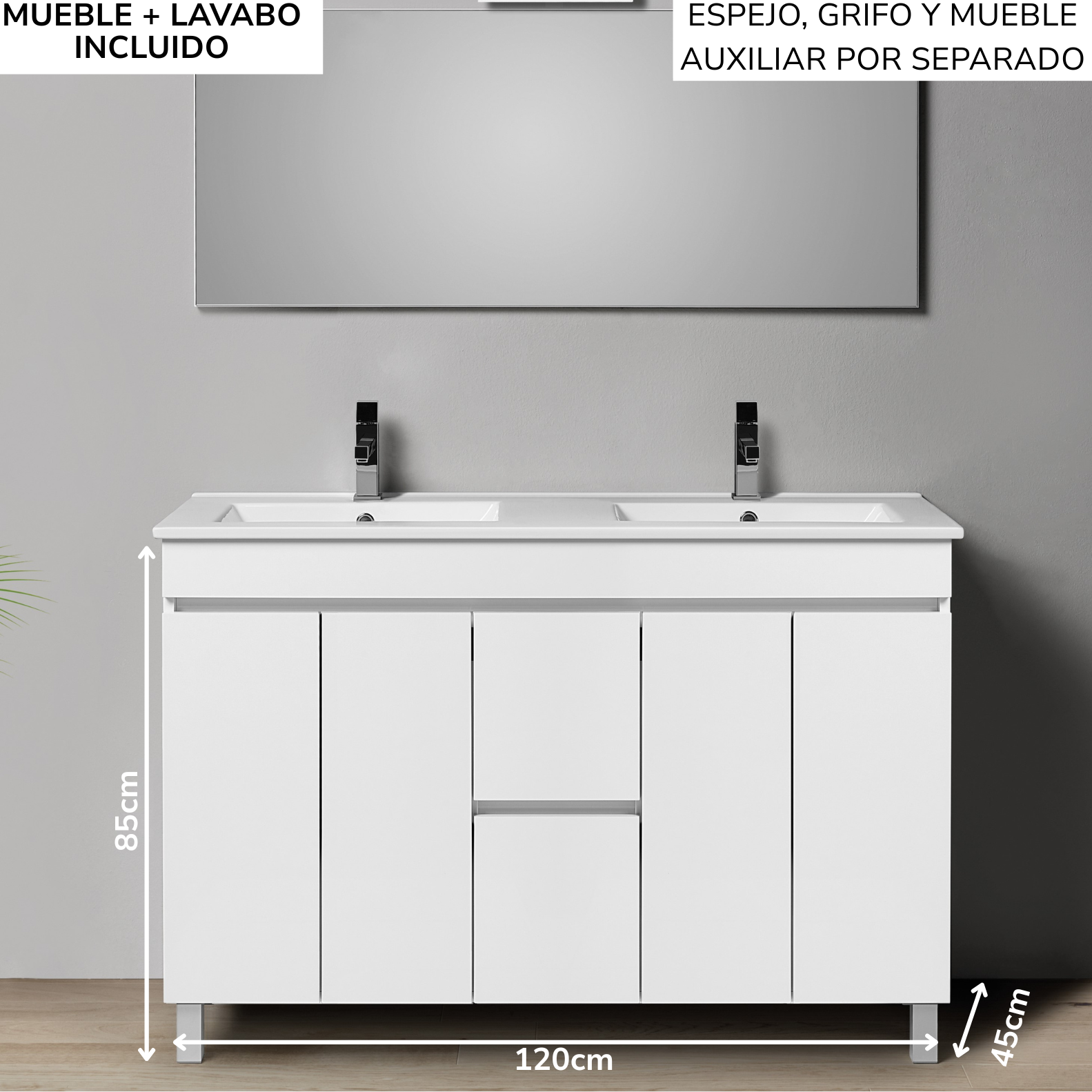 Mueble de baño Planus 2 senos con patas