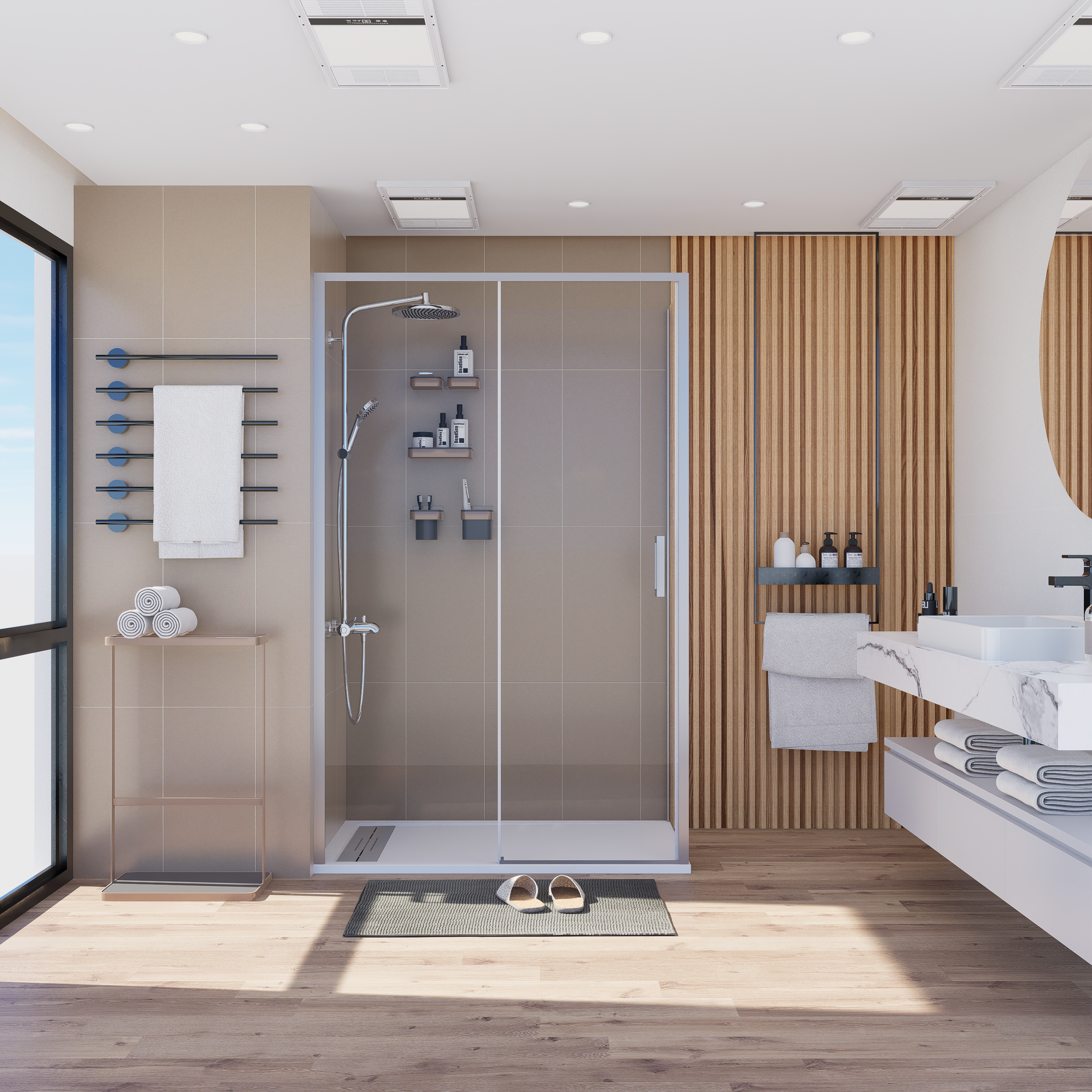 Mampara Signature Esquina Puerta corredera+pared fija