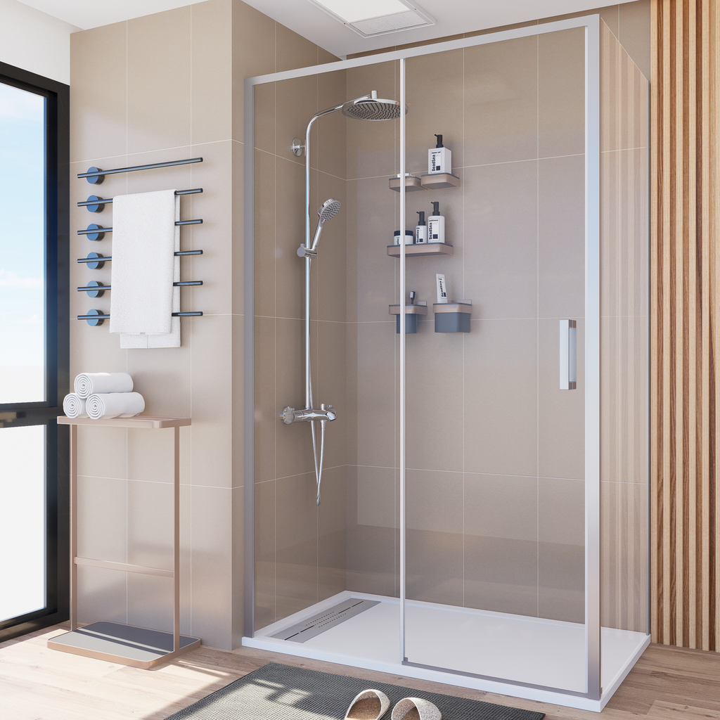 Mampara Signature Esquina Puerta corredera+pared fija