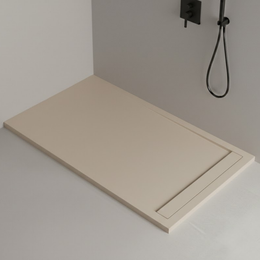 Plato de Ducha Resina SAONA Crema con Desagüe Oculto