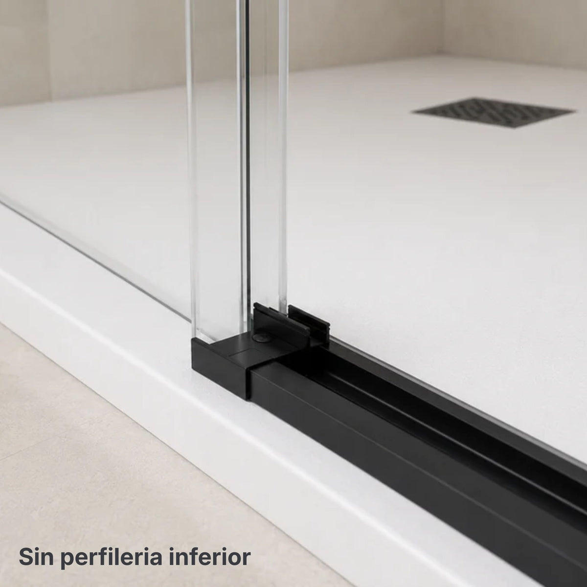Mampara Signature Frontal Fijo+puerta Corredera Negra