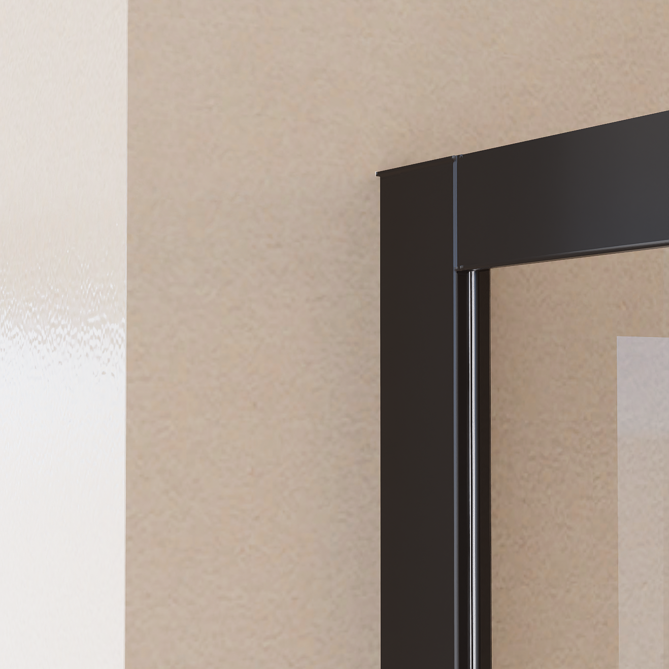 Mampara Signature Frontal Fijo+puerta Corredera Negra