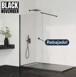Mampara Fija Ducha 8mm Perfil Negro
