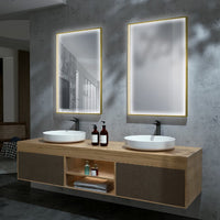 Espejo de baño cuadrado oro cepillado Ability Ledimex
