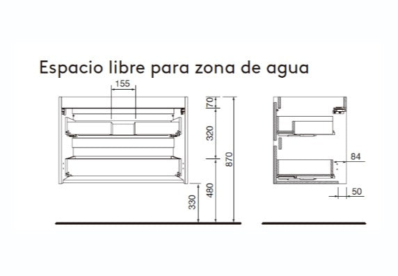 Conjunto mueble de baño Attila Salgar 140 cm con 4 cajones