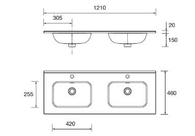 Conjunto mueble de baño Attila Salgar 140 cm con 4 cajones
