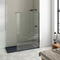 Mampara de Ducha Fija Walk-In Negra Cristal 8 mm