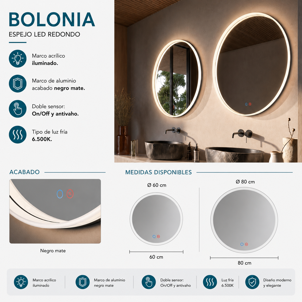 Espejo de baño Bolonia Ledimex