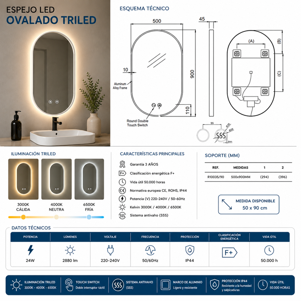 Espejo de Baño Río Ledimex