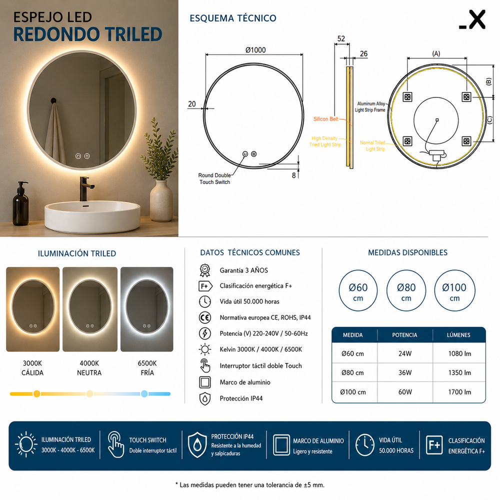 Espejo de Baño Torino Ledimex