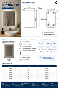 Espejo de baño rectangular Dinamarca Ledimex
