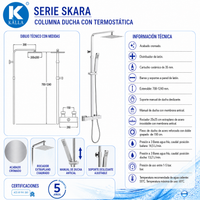 Columna de ducha Skara Termostática Cromo