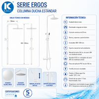 Columna de ducha Ergos Termostática Blanca