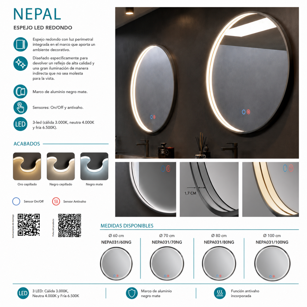 Espejo Circular Nepal Ledimex