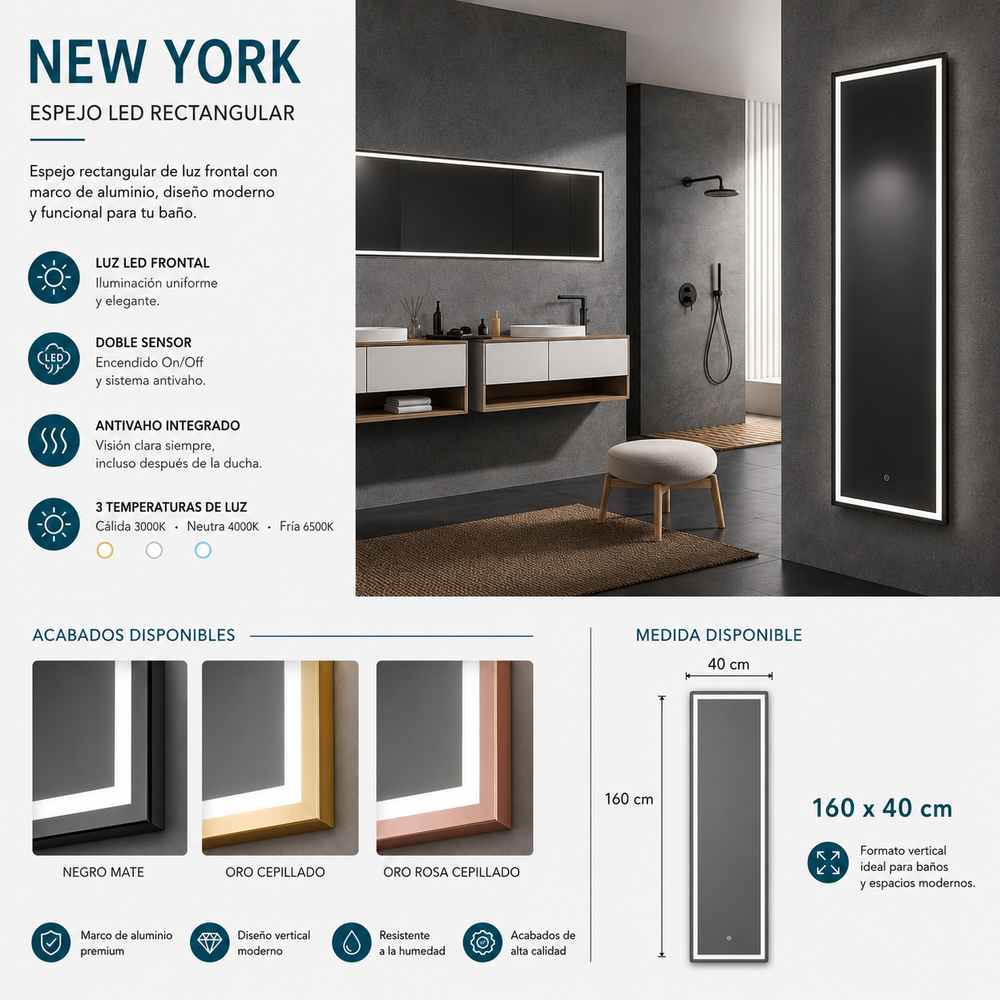Espejo de baño New York Ledimex