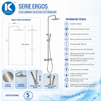 Columna de ducha Ergos Termostática Acabado Cepillado