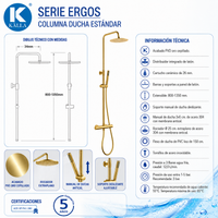 Columna de ducha Ergos Termostática Oro cepillado