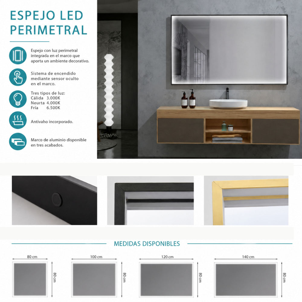 Espejo de baño oro cepillado Ability Ledimex