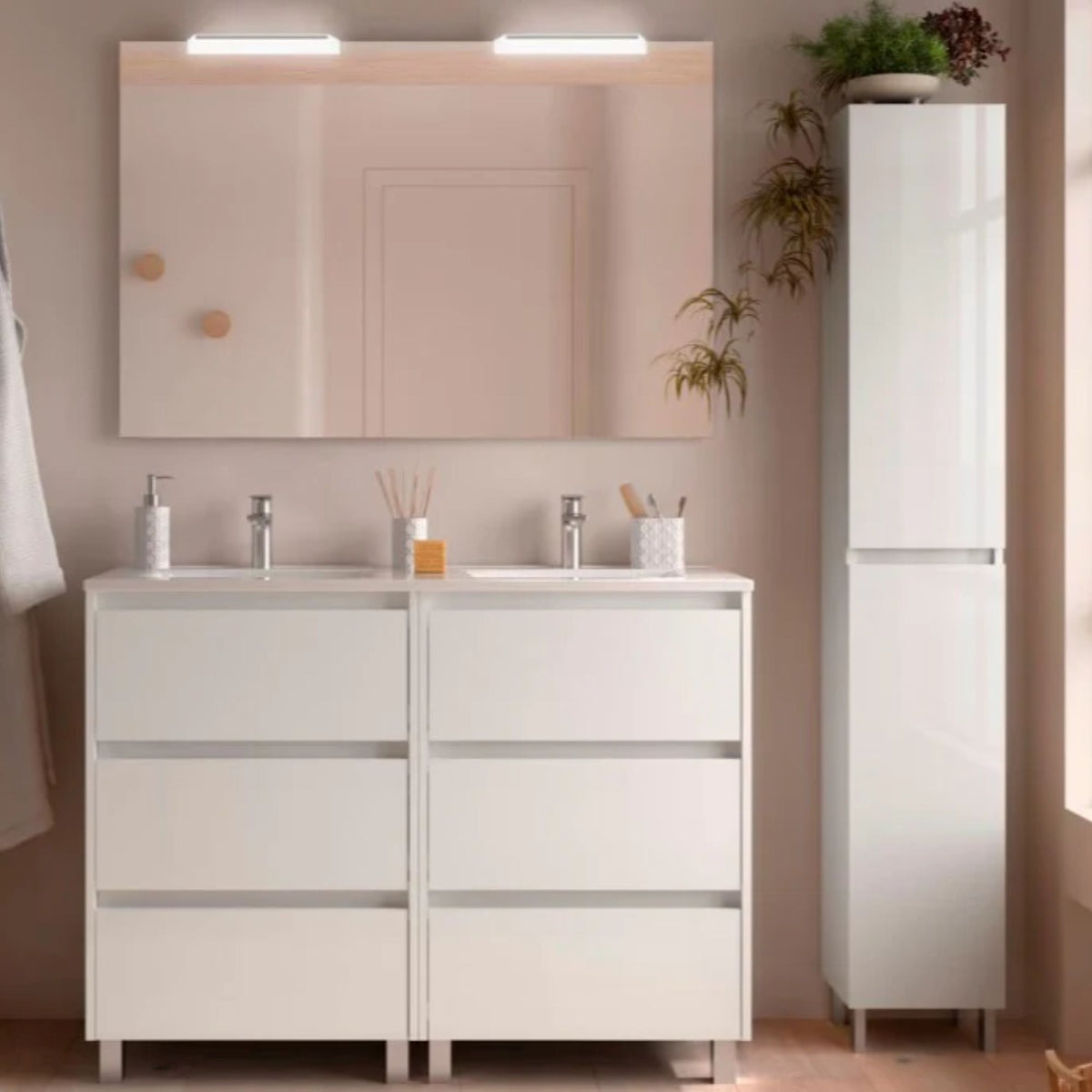 Conjunto mueble de baño Noja Salgar 6 cajones con patas