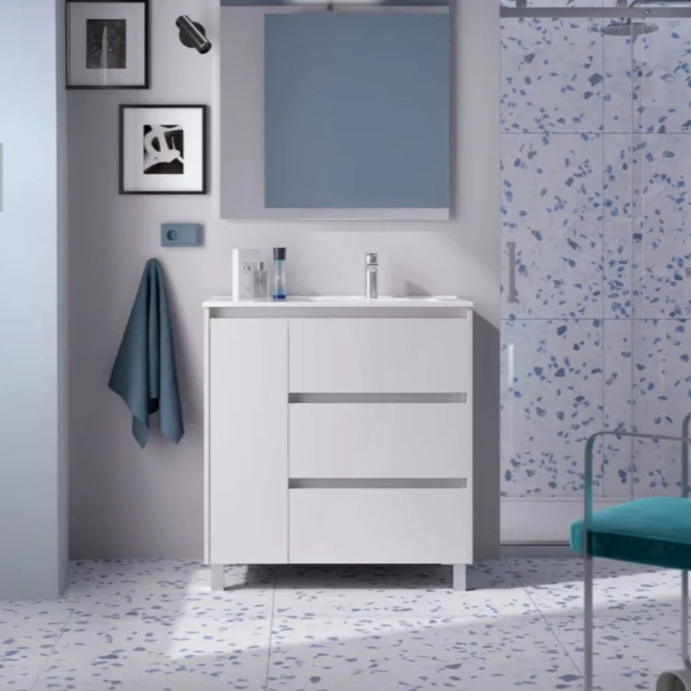 Conjunto mueble de baño Noja Salgar con patas y 3 cajones