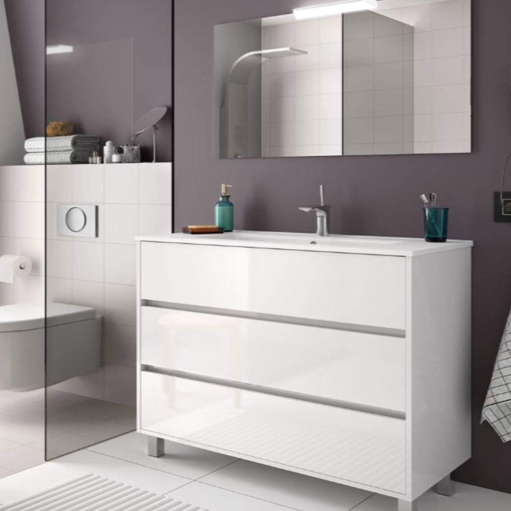Conjunto mueble de baño 3 cajones con patas Noja Salgar