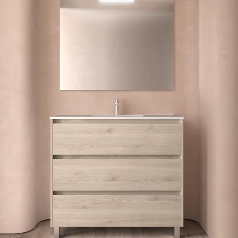 Conjunto mueble de baño 3 cajones con patas Noja Salgar