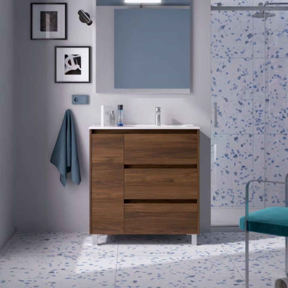 Conjunto mueble de baño Noja Salgar con patas y 3 cajones