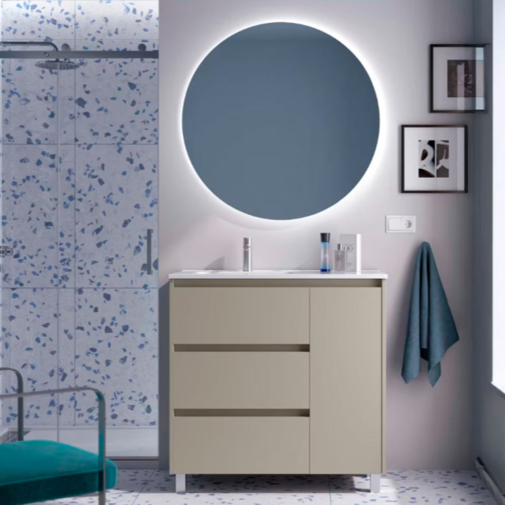 Conjunto mueble de baño Noja Salgar con patas y 3 cajones