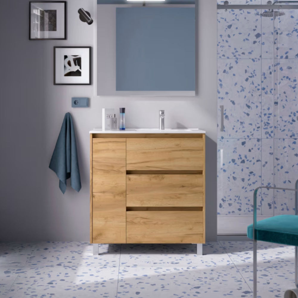 Conjunto mueble de baño Noja Salgar con patas y 3 cajones