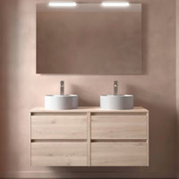 Conjunto mueble de baño con encimera de madera Noja Salgar Incrustado