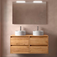 Conjunto mueble de baño con encimera de madera Noja Salgar Incrustado