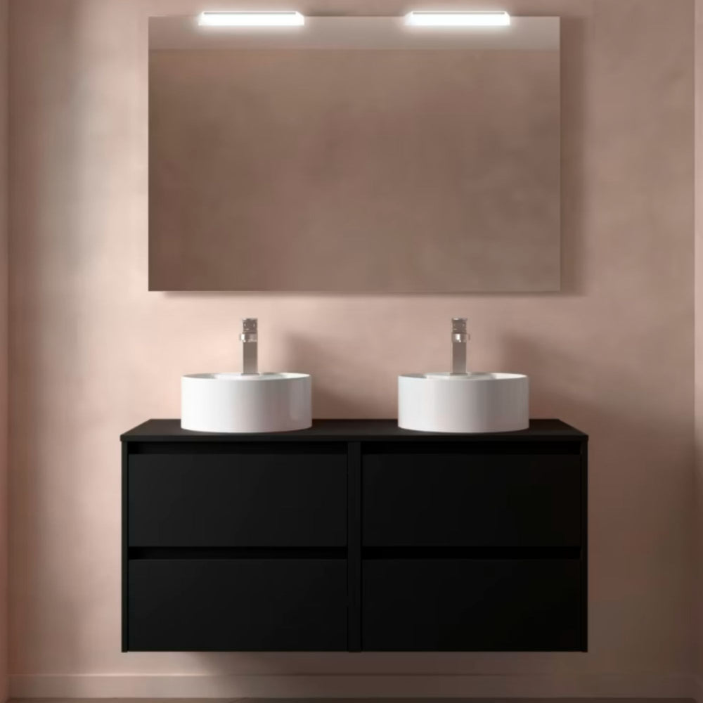 Conjunto mueble de baño con encimera de madera Noja Salgar Incrustado