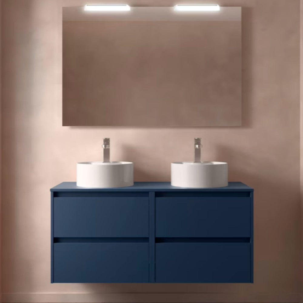 Conjunto mueble de baño con encimera de madera Noja Salgar Incrustado
