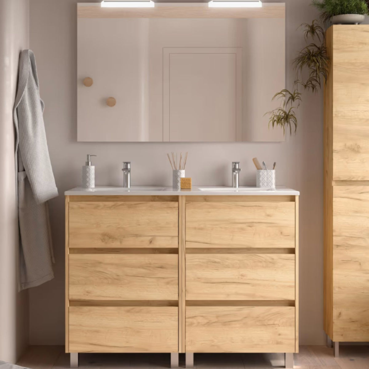 Conjunto mueble de baño Noja Salgar 6 cajones con patas