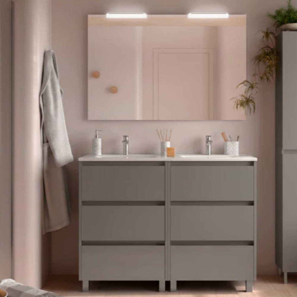 Conjunto mueble de baño Noja Salgar 6 cajones con patas
